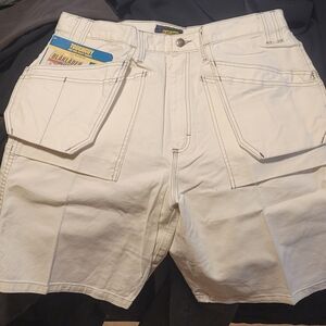 White Painters Utility Shorts with Reinforced Seams